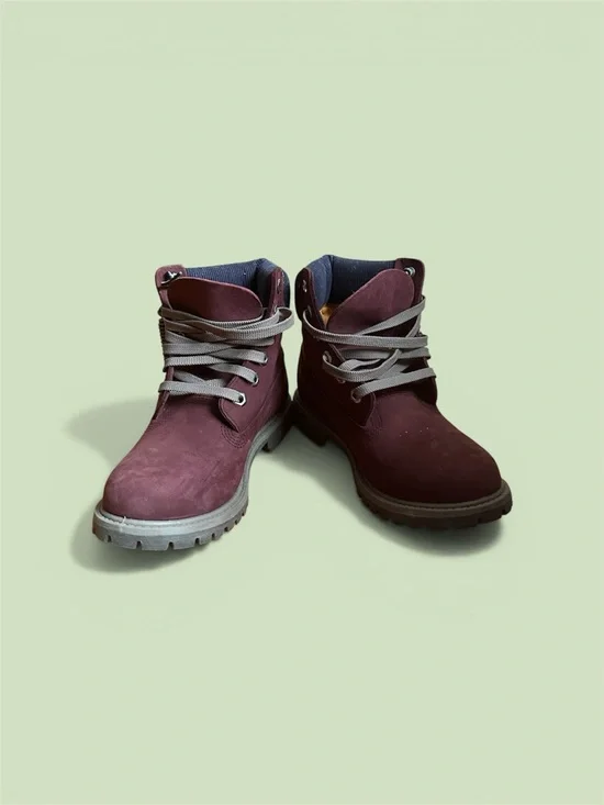 Timberland Burgundy Suede Lace-Up Ankle Boots - Picture 2 of 4